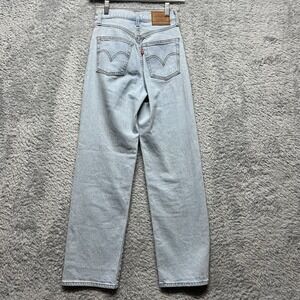 Levi's Premium Ribcage Straight Ankle Jeans Size 23 Blue Light Indigo Button Fly